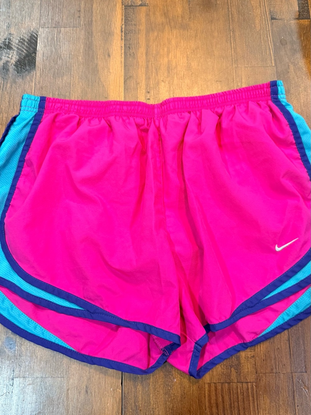 Nike Women’s Bright Pink Athletic Shorts with Blue Trim